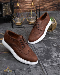 Mocasini de barbati casual, Maro cu șiret, talpa inalta ultra-usoara – AD968 - immagine 4