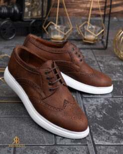 Mocasini de barbati casual, Maro cu șiret, talpa inalta ultra-usoara – AD968 - immagine 5