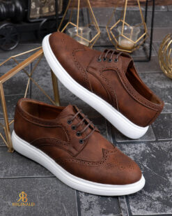Mocasini de barbati casual, Maro cu șiret, talpa inalta ultra-usoara – AD968 - immagine 6