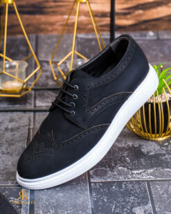 O perspectivă alternativă asupra modelului Mocasini de barbati casual, negri cu șiret, talpa inalta ultra-usoara – AD958