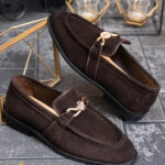 Mocassini Loafers Reginald Premium - 100% in pelle naturale rovesciata marrone - P2038