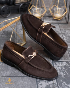 Mocasini Loafers Reginald Premium - 100% piele naturală întoarsă maro - P2038