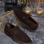 Mocassins Reginald Premium - 100% en cuir naturel retourné, marron - P2036
