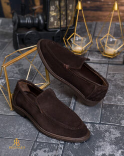 Mocasini Loafers Reginald Premium - 100% piele naturală întoarsă, maro - P2036