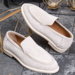 Mocassins Reginald Premium - 100% en cuir naturel retourné beige - P2045
