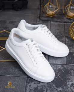 Una visione alternativa del Sneaker de barbati, albi, din piele naturala- P2084
