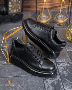 Sneakers da uomo in pelle naturale – Modello Premium con suola alta - AD971
