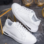 Sneaker de barbati, albi, din piele naturala- P2076