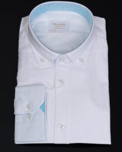 Men's white linen shirt, Spread collar - CR205