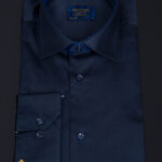 Chemise bleu marine pour homme, collection Premium, col évasé - CR209