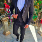 Costum negru NAS/MIRE, Sacou, Vesta, Pantalon, Papion- C5612