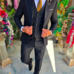 Costum de bărbați, negru: Sacou, Vesta si Pantalon- C5609