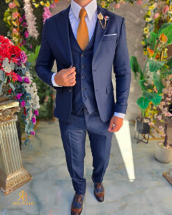 Costum de bărbați, bleumarin: Sacou, Vesta si Pantalon- C5606