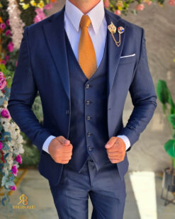 Costum de bărbați, bleumarin: Sacou, Vesta si Pantalon- C5606 – Image 3