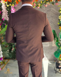 Costum de bărbați maro: Sacou, Vesta si Pantalon- C5602 - immagine 7