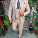 Costum de bărbați, Crem: Sacou, Vesta si Pantalon- C5583