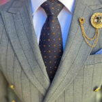 Black tie and pocket square set with pattern - CV1266