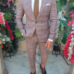 Men's suit, Brown checked, 2 pieces: Jacket and Trousers - C5577