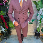 Traje de hombre, marrón chocolate: chaqueta y pantalón, de doble botonadura - C5573