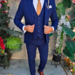 Costum de bărbați, Bleumarin, Sacou, Vesta si Pantalon - C5569
