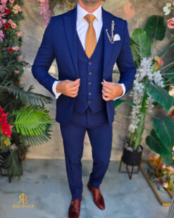 Abito da uomo, blu navy, giacca, gilet e pantaloni - C5569