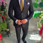 Costume noir slim-fit Business, veste et pantalon, laine 100% d'été - C5599