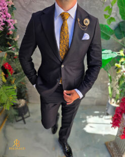 Una visión alternativa de Costum negru slim-fit Business, Sacou si Pantalon, lana 100% de vara - C5599