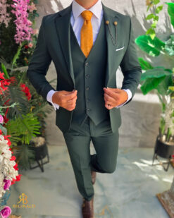 Costum de bărbați, verde: Sacou, Vesta si Pantalon- C5590