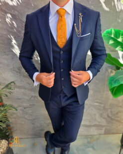 Costum de bărbați, bleumarin: Sacou, Vesta si Pantalon- C5589