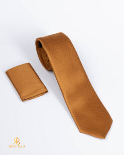 Conjunto de corbata y pañuelo dorado estampado - CV1321