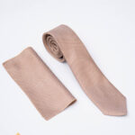 Beige tie and pocket square set - CV1296