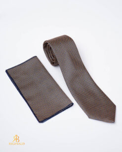 Ensemble cravate et mouchoir, bleu marine à motifs - CV1299