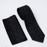 Set Cravata si batista, Neagra cu puncte albe - CV1298