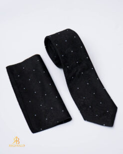 Set Cravata si batista, Neagra cu puncte albe - CV1298