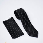 Set Cravata si batista, Neagra cu puncte albe - CV1300