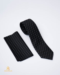 Set Cravata si batista, Neagra cu puncte albe - CV1300