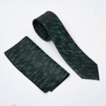 Set cravatta e fazzoletto verde con motivo nero - CV1286
