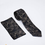 Black tie and pocket square set with pattern - CV1301