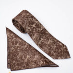 Brown tie and pocket square set with pattern - CV1302