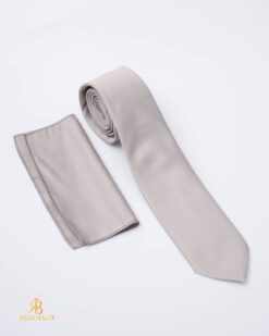 Ensemble cravate et mouchoir pour homme, gris - CV1303