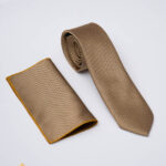 Conjunto de corbata y pañuelo marrón - CV1316