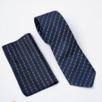 Set cravatta e fazzoletto, blu navy con motivo - CV1287