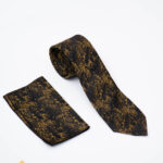 Black tie and pocket square set with pattern - CV1315