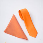 Orange tie and pocket square set - CV1319