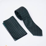 Green tie and pocket square set with pattern - CV1289