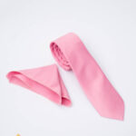 Ensemble cravate et mouchoir pour homme, rose - CV1291