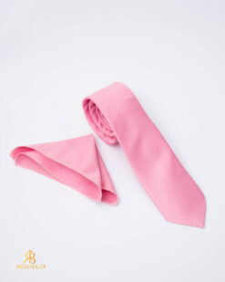 Ensemble cravate et mouchoir pour homme, rose - CV1291