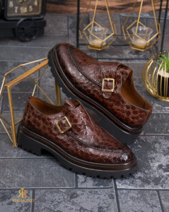 Men's casual loafers, patent brown, ultra-lightweight thick sole – AD978