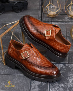 Men's casual brown patent loafers, ultra-lightweight high sole – AD977