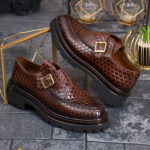 Mocasini de barbati casual, maro- lacuti, talpa inalta ultra-usoara – AD979